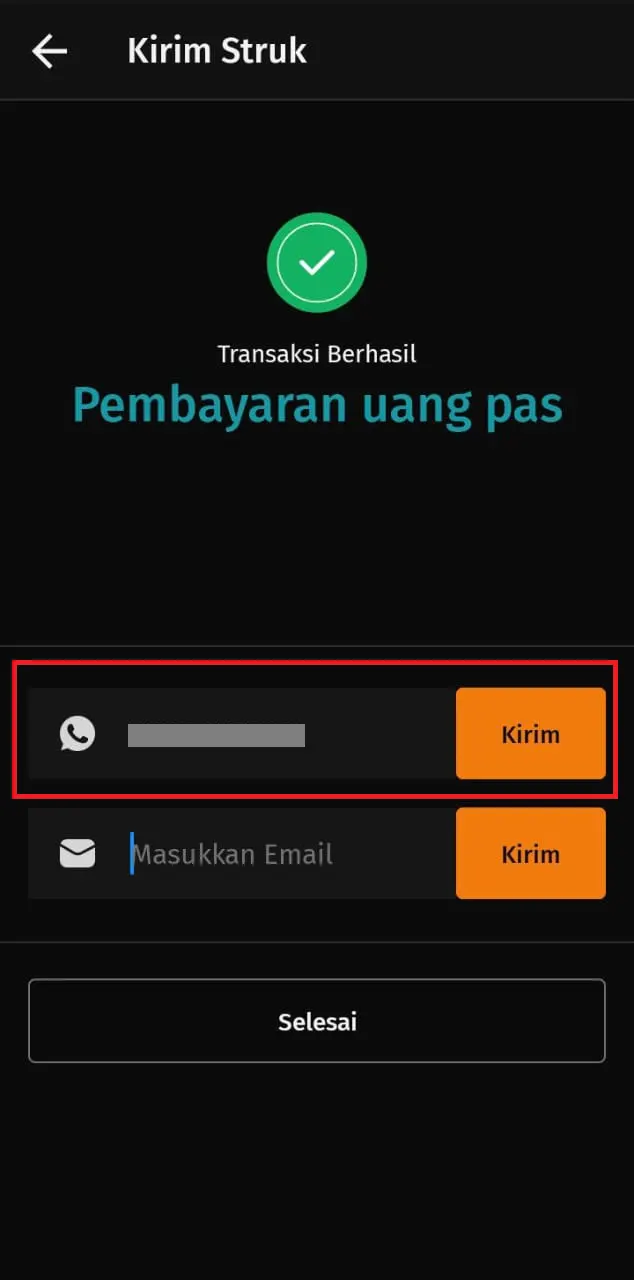 Cara mengirim struk pembayaran